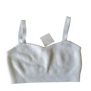 Bobbles & Lace White Soft Crop Top Medium 104 Feminine Preppy